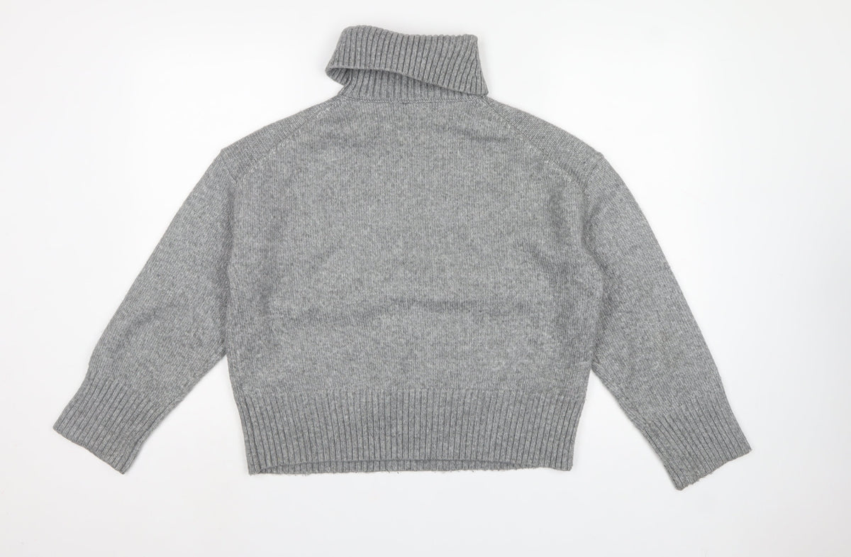 Nobody's Child Women Grey S Roll Neck Oversized Knit Jumper