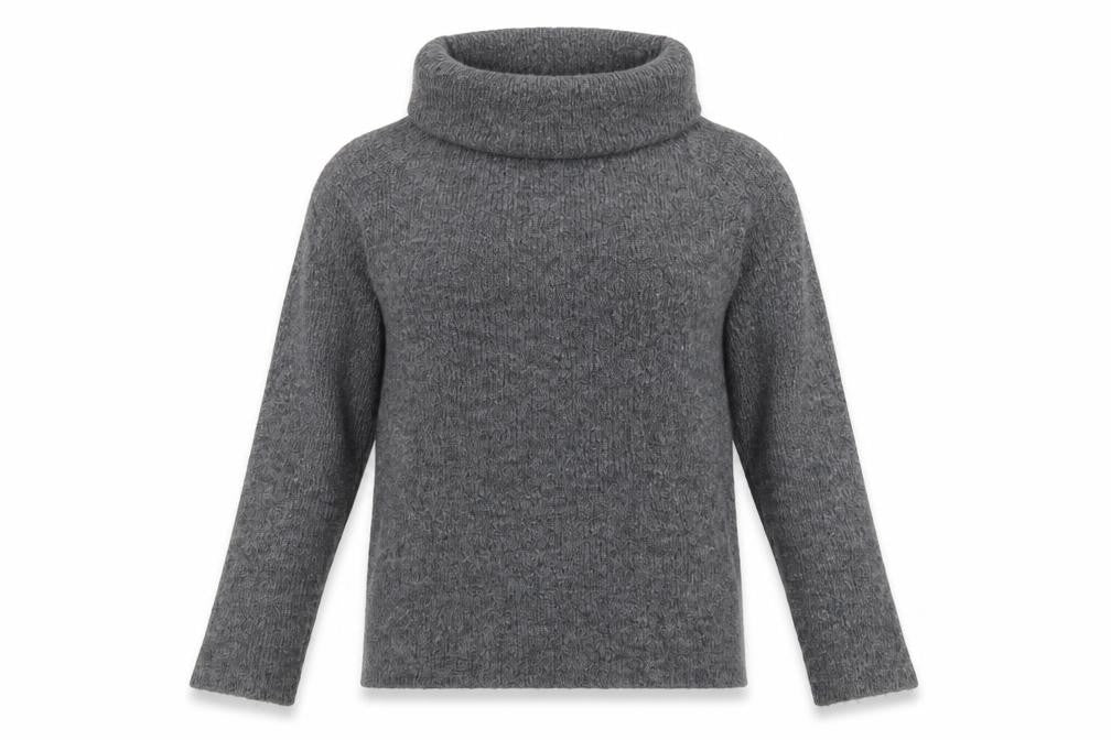 H&M Women Grey UK 12 Roll Neck Knit Pullover Jumper Long Sleeve