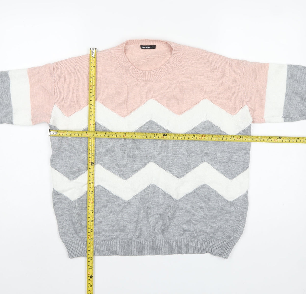 Roman Women’s Multicoloured Geometric Knit Pullover Jumper UK 10