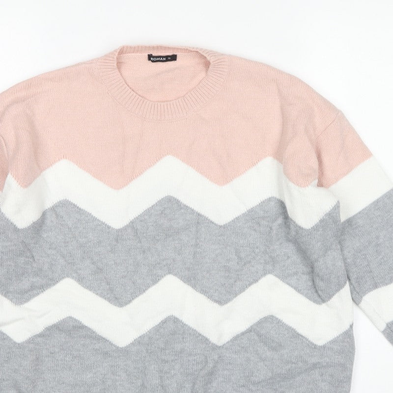 Roman Women’s Multicoloured Geometric Knit Pullover Jumper UK 10