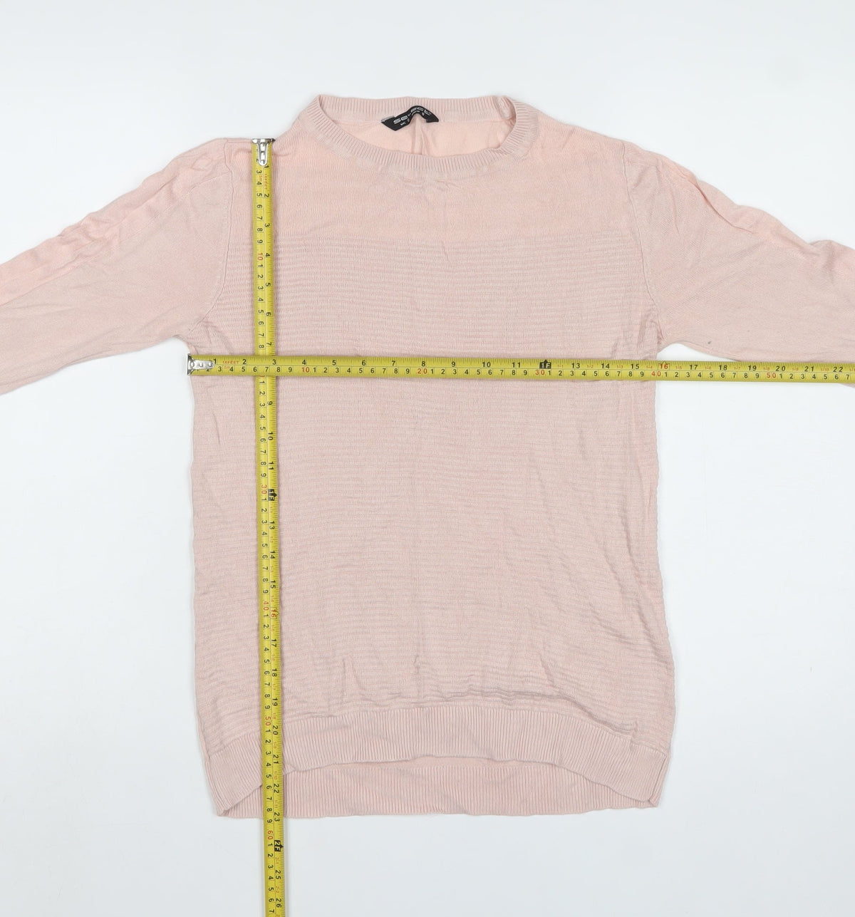 Selects Women Pink S Fine Knit Crew Neck Long Sleeve Jumper