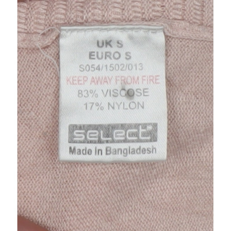 Selects Women Pink S Fine Knit Crew Neck Long Sleeve Jumper