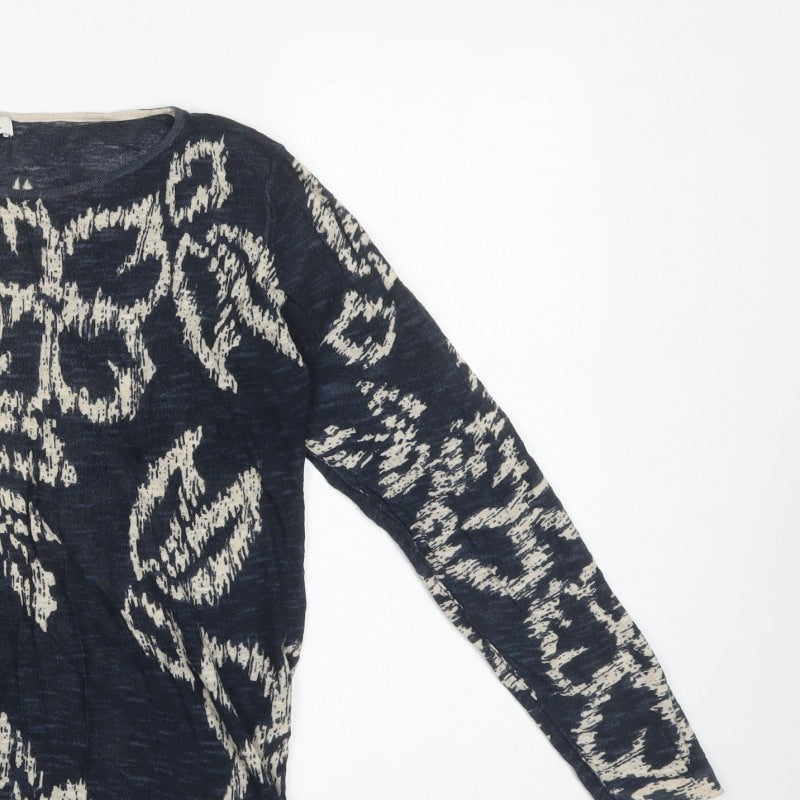 Sandwich Women Blue XL Geometric Knit Long Sleeve Pullover Jumper