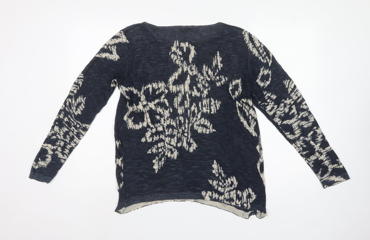 Sandwich Women Blue XL Geometric Knit Long Sleeve Pullover Jumper