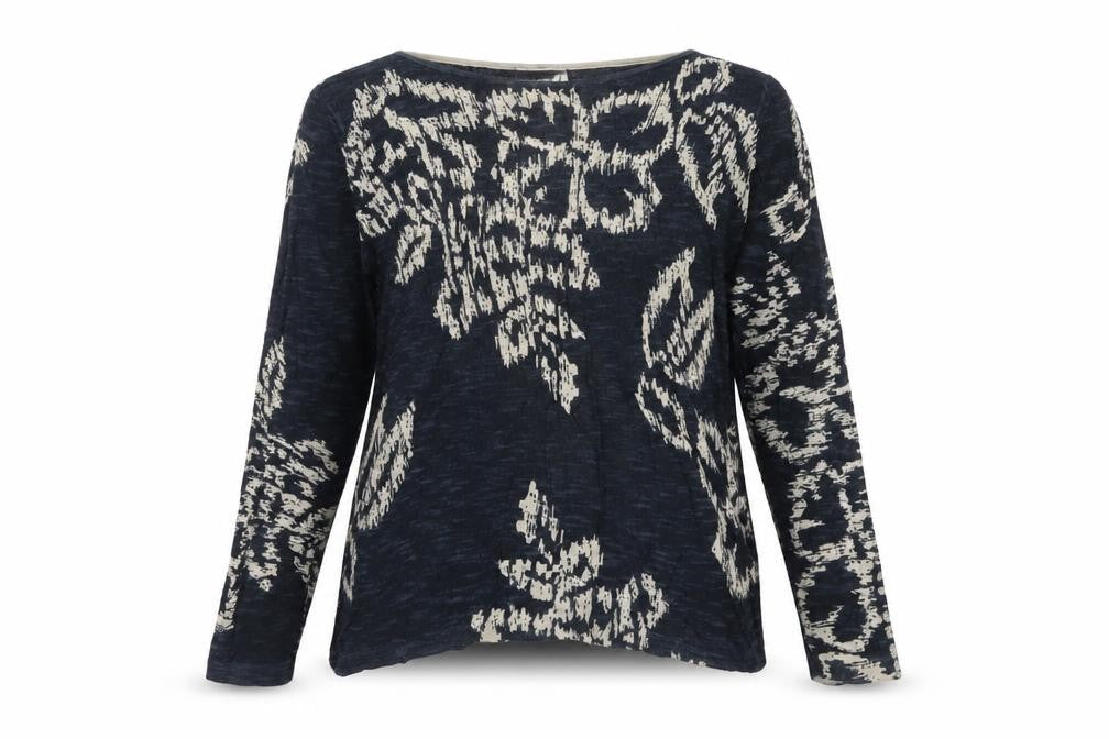 Sandwich Women Blue XL Geometric Knit Long Sleeve Pullover Jumper
