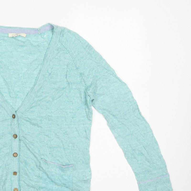 White Stuff Women’s Blue UK 12 V-Neck Button Pocket Knit Cardigan