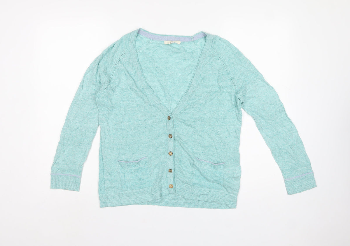 White Stuff Women’s Blue UK 12 V-Neck Button Pocket Knit Cardigan