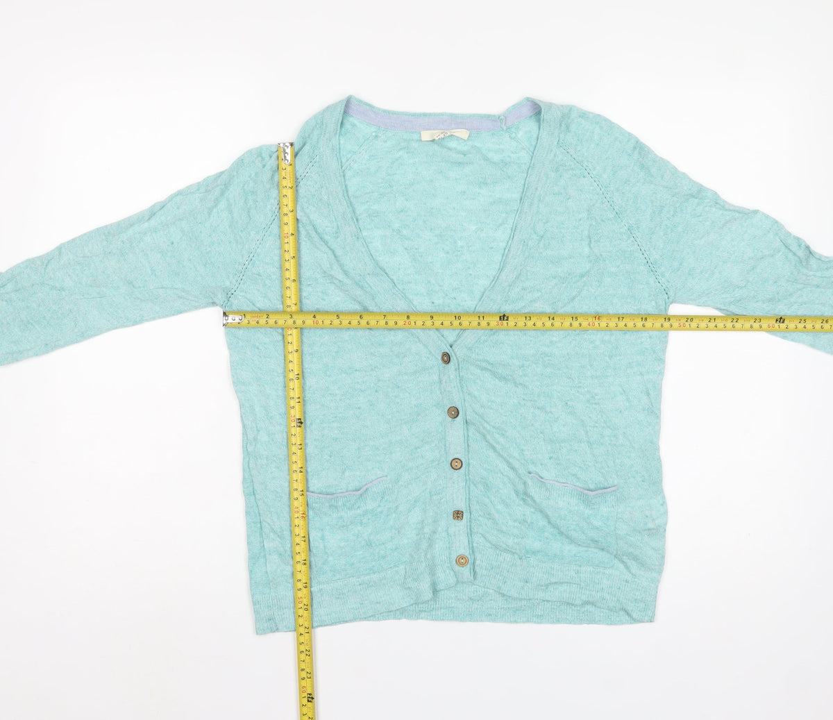 White Stuff Women’s Blue UK 12 V-Neck Button Pocket Knit Cardigan