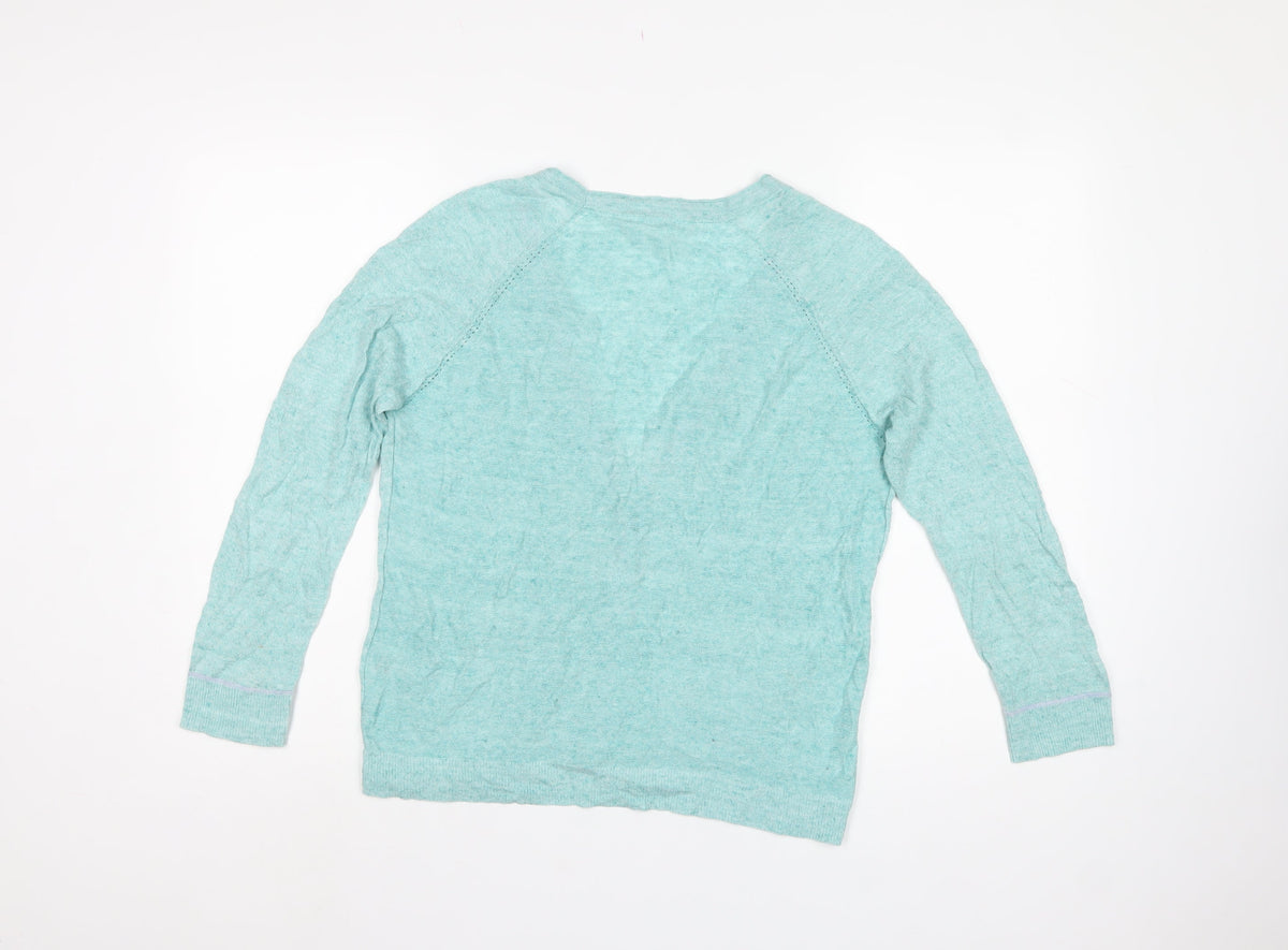 White Stuff Women’s Blue UK 12 V-Neck Button Pocket Knit Cardigan