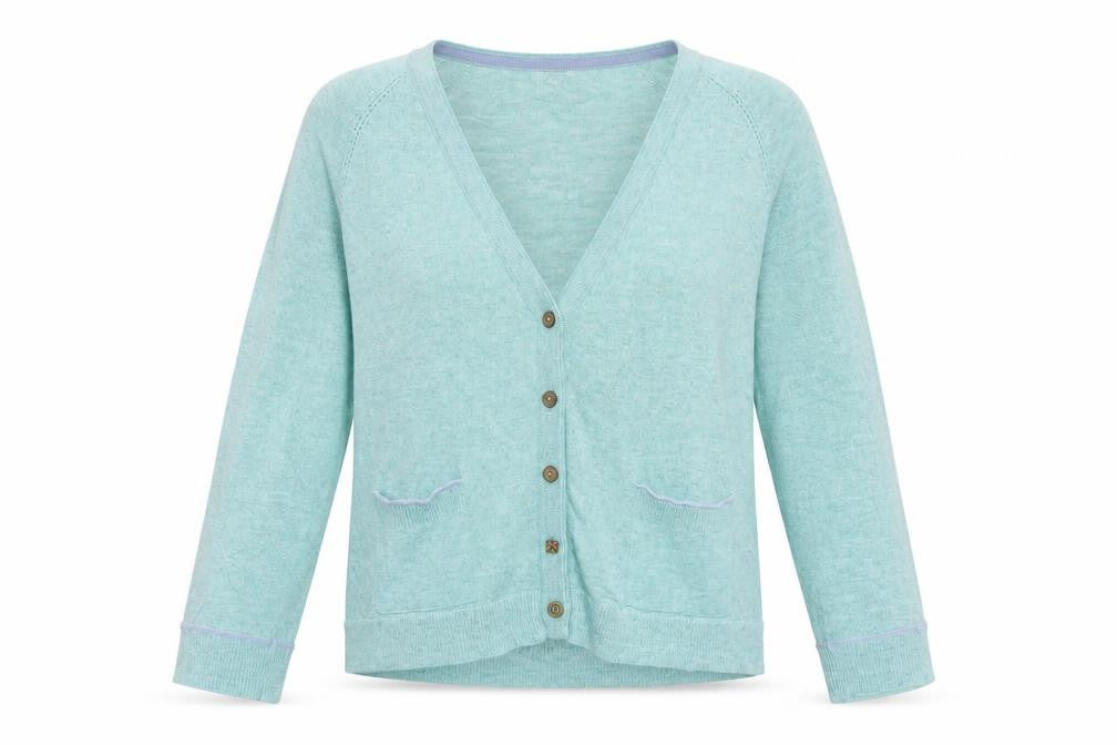 White Stuff Women’s Blue UK 12 V-Neck Button Pocket Knit Cardigan
