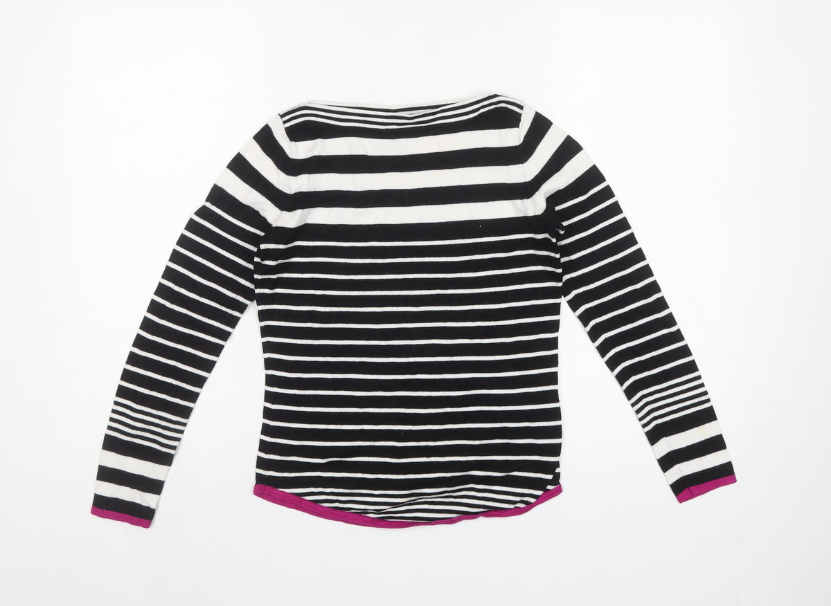 M&Co Women’s Petite Black White Stripe Boat Neck Knit Jumper UK 8