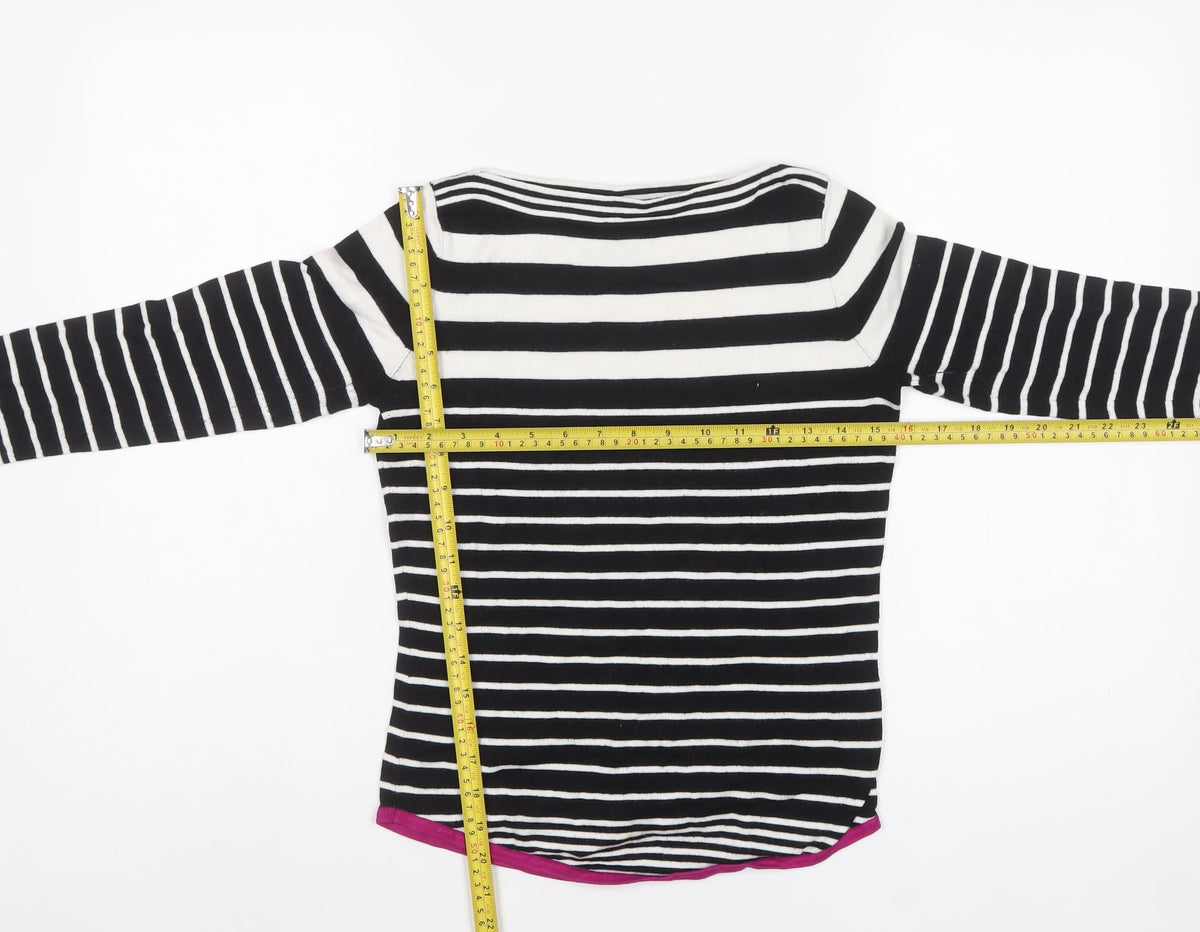 M&Co Women’s Petite Black White Stripe Boat Neck Knit Jumper UK 8