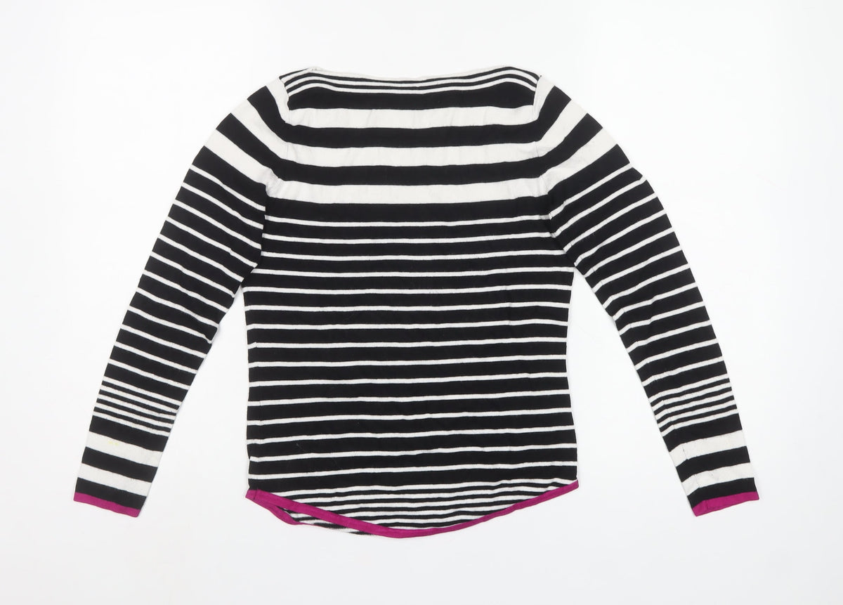 M&Co Women’s Petite Black White Stripe Boat Neck Knit Jumper UK 8