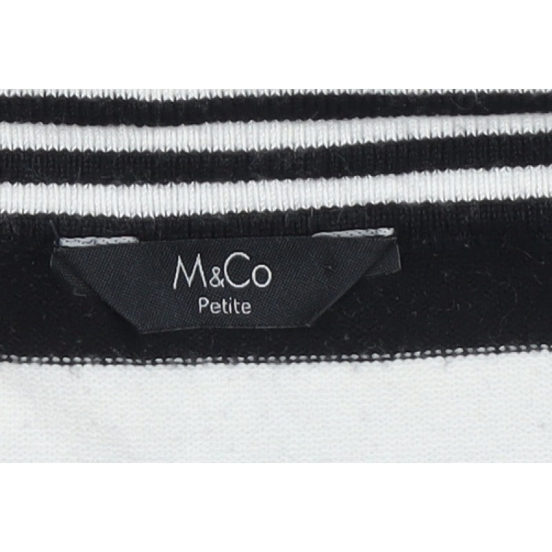 M&Co Women’s Petite Black White Stripe Boat Neck Knit Jumper UK 8
