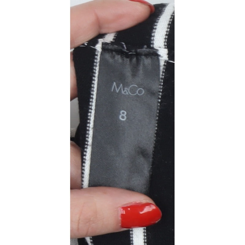 M&Co Women’s Petite Black White Stripe Boat Neck Knit Jumper UK 8