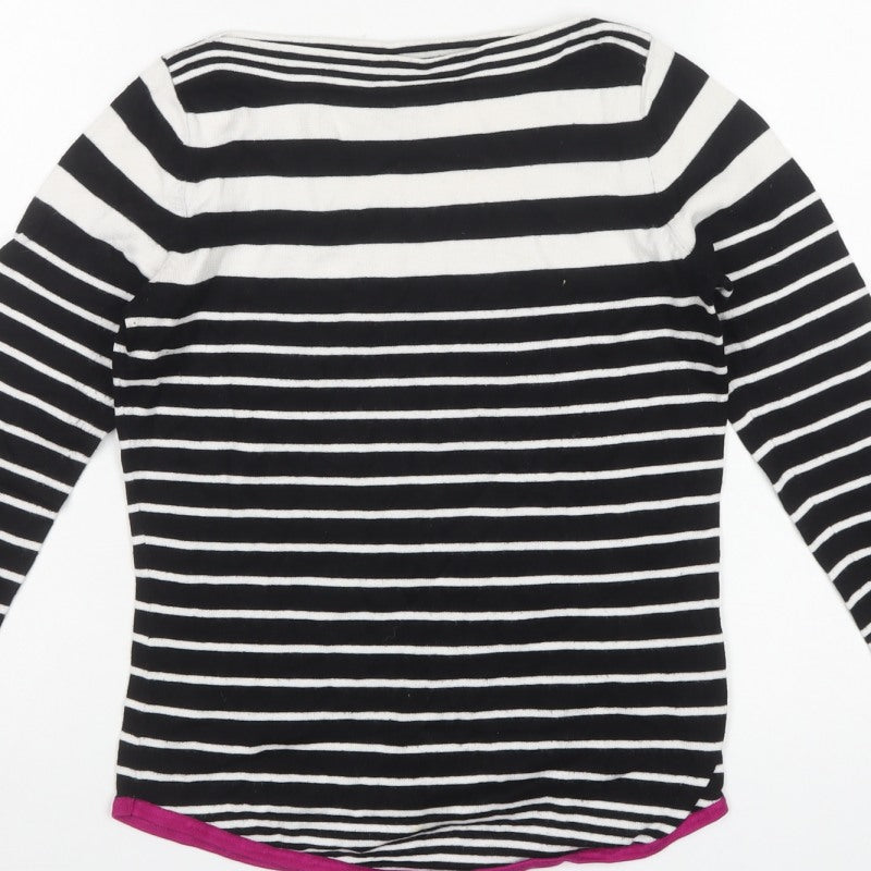 M&Co Women’s Petite Black White Stripe Boat Neck Knit Jumper UK 8