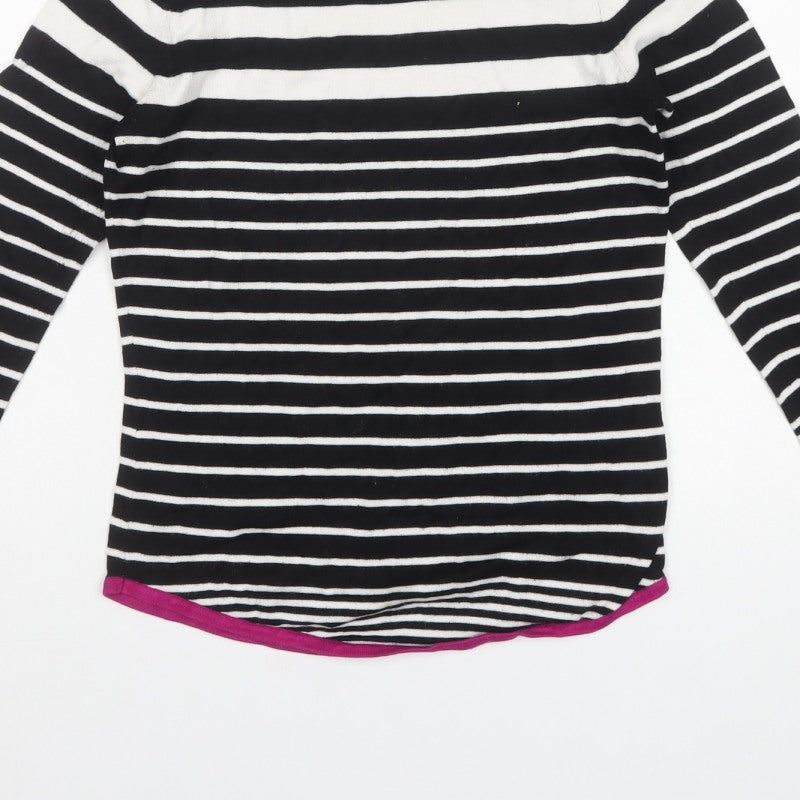 M&Co Women’s Petite Black White Stripe Boat Neck Knit Jumper UK 8