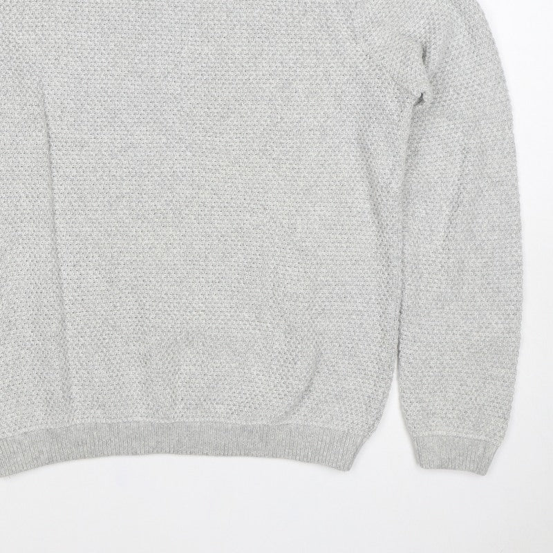 Stag and Hart Men’s Grey M Waffle Knit Crew Neck Pullover Jumper
