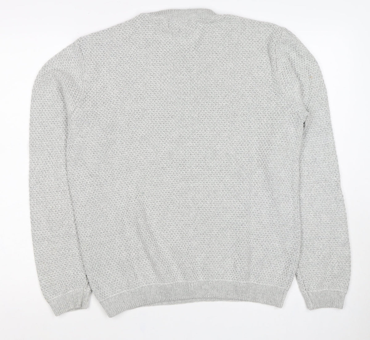 Stag and Hart Men’s Grey M Waffle Knit Crew Neck Pullover Jumper