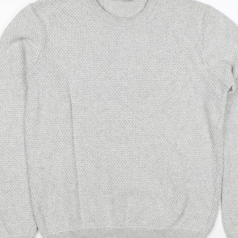 Stag and Hart Men’s Grey M Waffle Knit Crew Neck Pullover Jumper