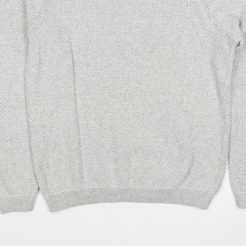 Stag and Hart Men’s Grey M Waffle Knit Crew Neck Pullover Jumper