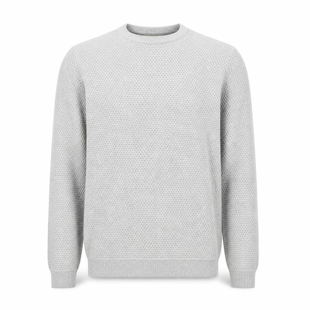 Stag and Hart Men’s Grey M Waffle Knit Crew Neck Pullover Jumper