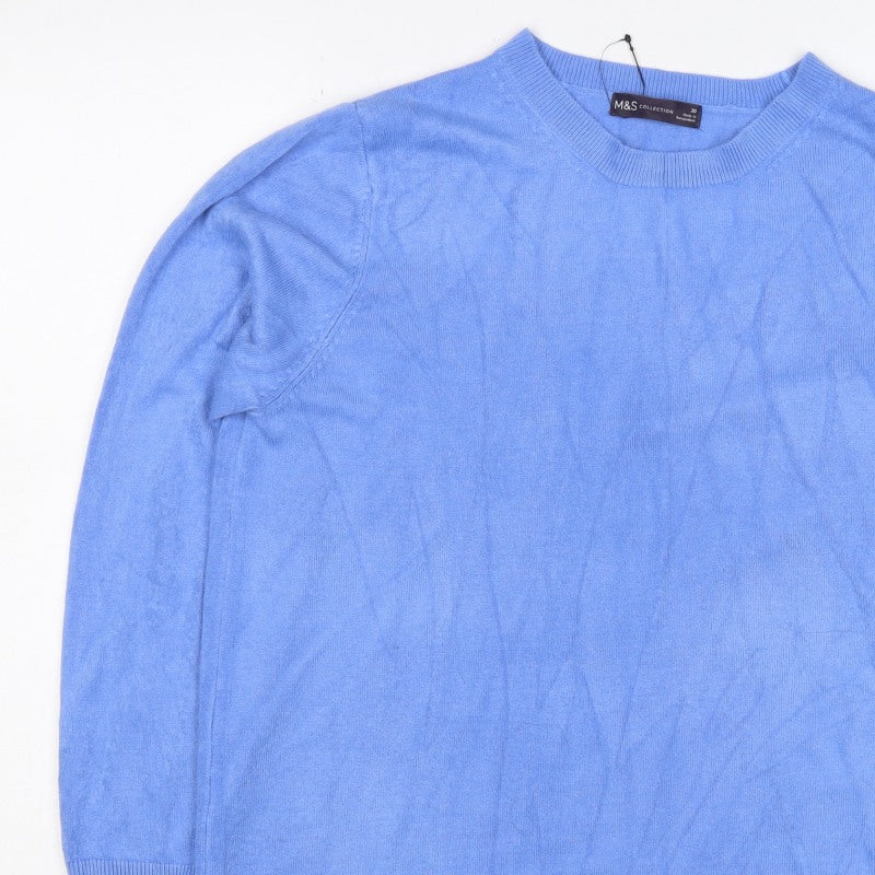 Marks and Spencer Women Blue Size 20 Crew Neck Acrylic Knit Pullover Jumper