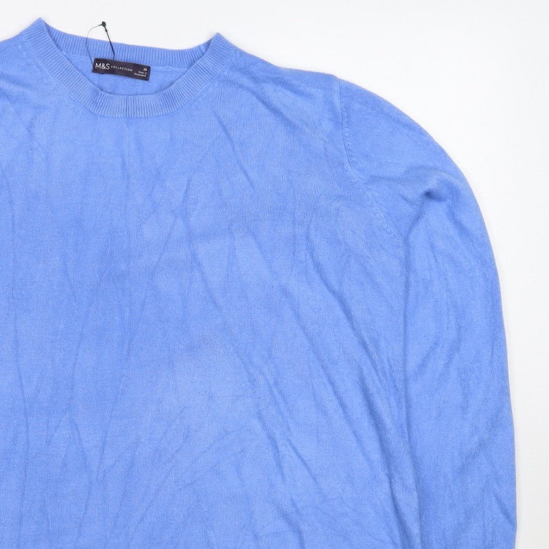 Marks and Spencer Women Blue Size 20 Crew Neck Acrylic Knit Pullover Jumper