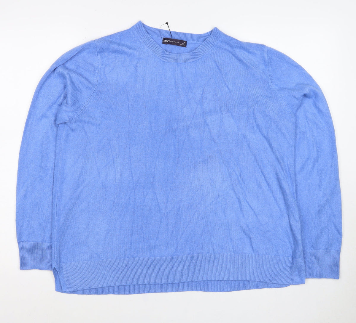 Marks and Spencer Women Blue Size 20 Crew Neck Acrylic Knit Pullover Jumper