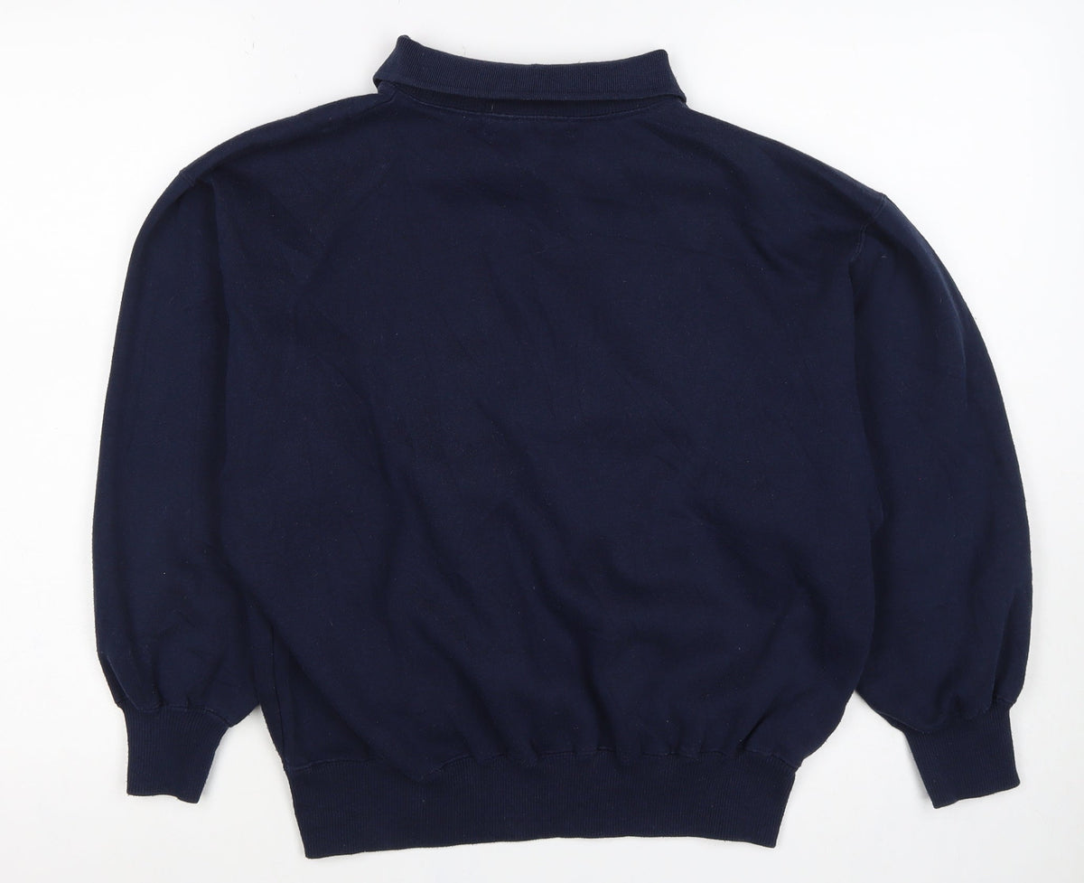 Jumpers Women Blue L Vintage Parrot Embroidered Collared Sweatshirt