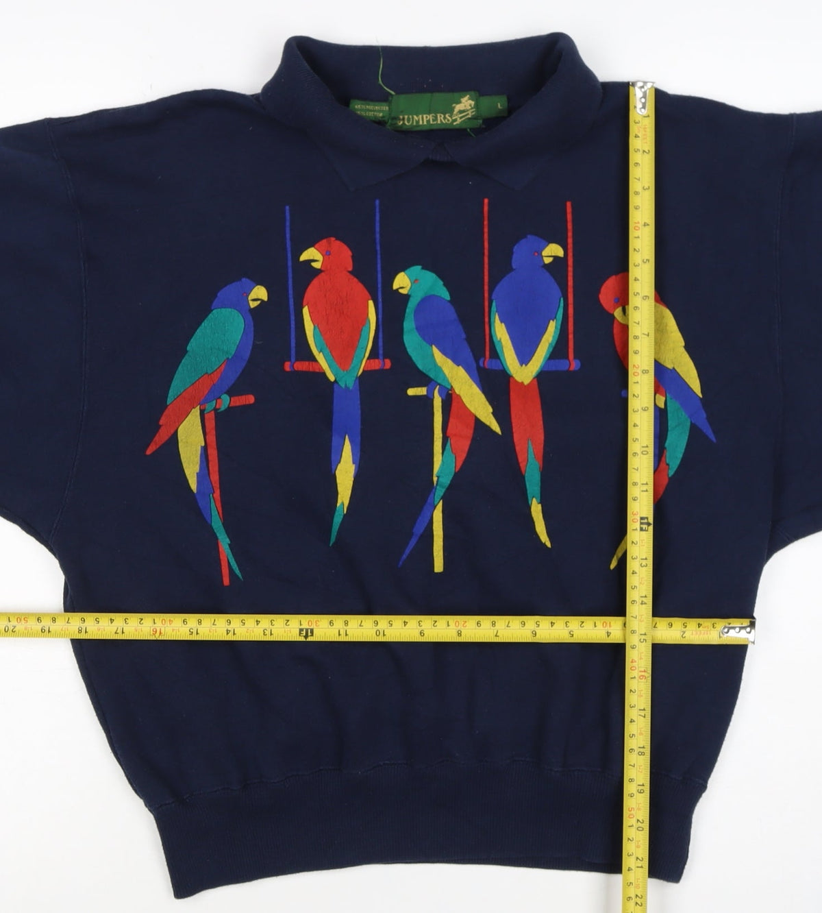 Jumpers Women Blue L Vintage Parrot Embroidered Collared Sweatshirt
