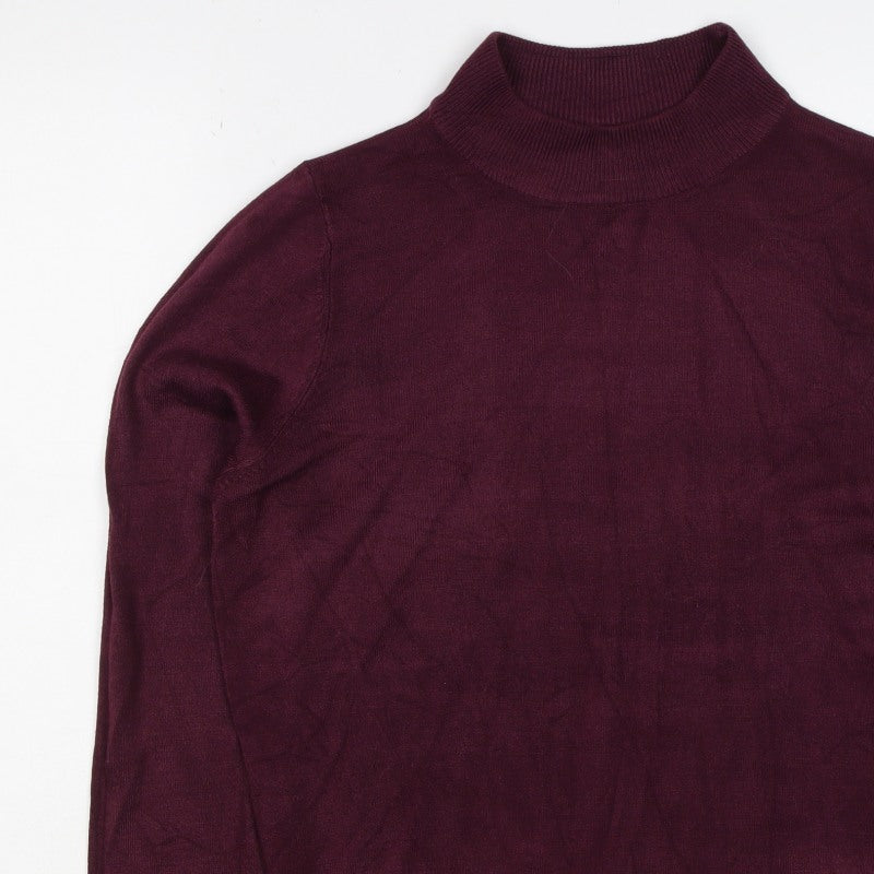 BHS Womens Red Roll Neck Fine Knit Pullover Jumper UK 14