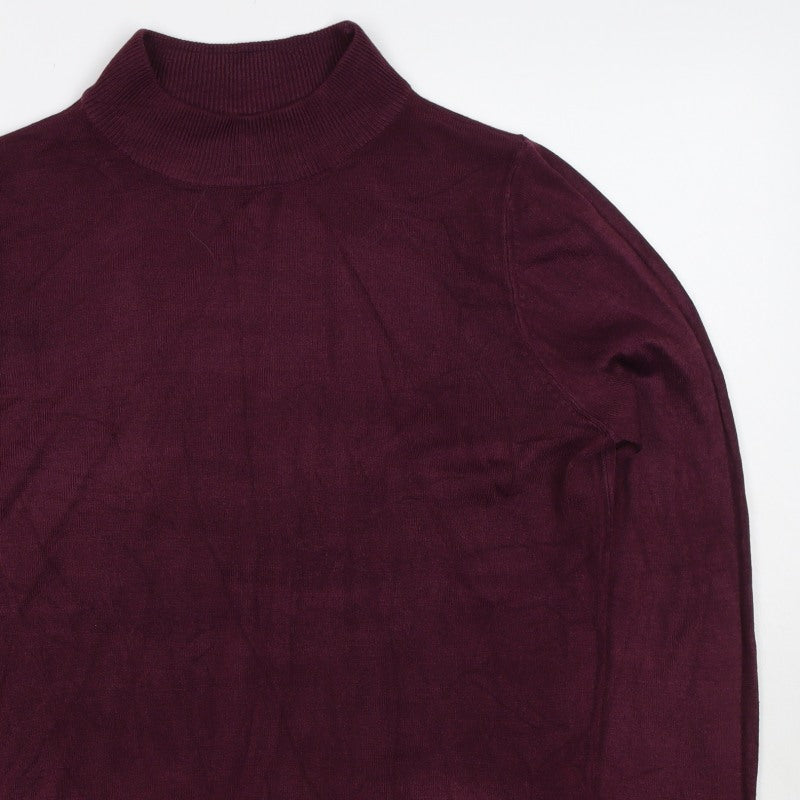 BHS Womens Red Roll Neck Fine Knit Pullover Jumper UK 14