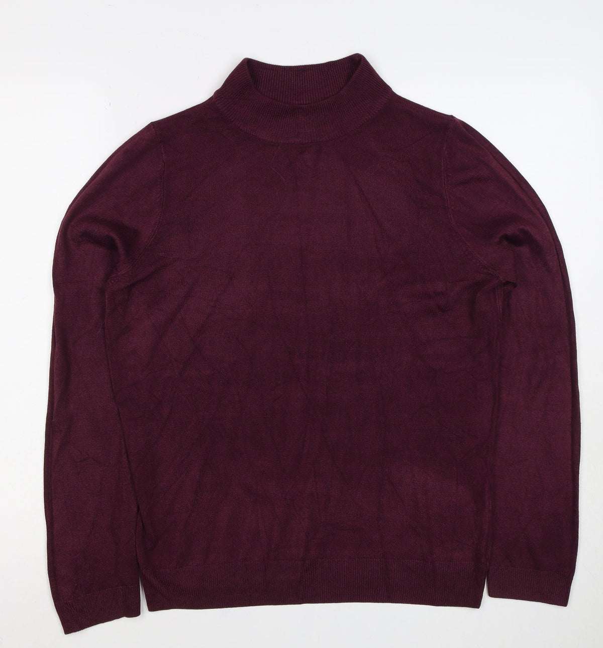 BHS Womens Red Roll Neck Fine Knit Pullover Jumper UK 14