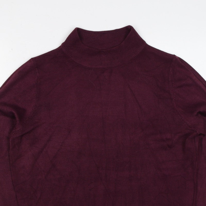 BHS Womens Red Roll Neck Fine Knit Pullover Jumper UK 14