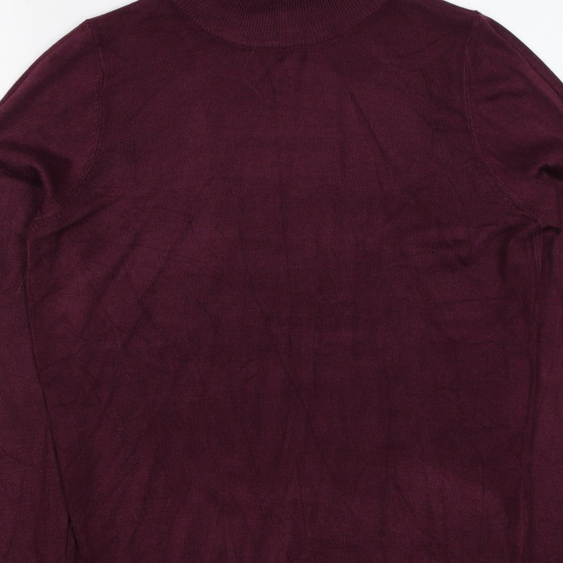 BHS Womens Red Roll Neck Fine Knit Pullover Jumper UK 14