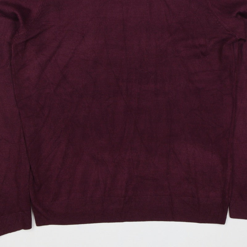 BHS Womens Red Roll Neck Fine Knit Pullover Jumper UK 14