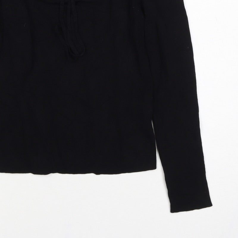 ASOS Design Women Black UK 10 Wrap V-Neck Long Sleeve Blouse