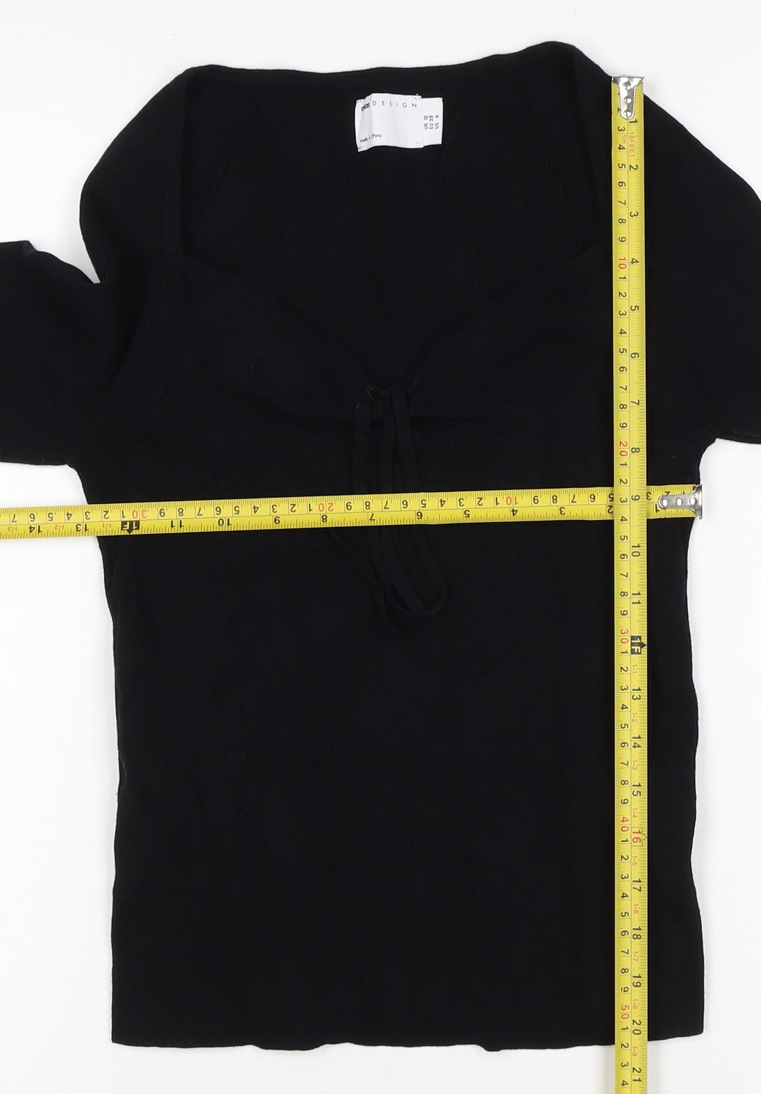 ASOS Design Women Black UK 10 Wrap V-Neck Long Sleeve Blouse