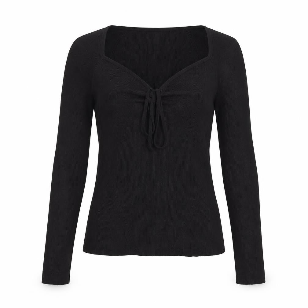 ASOS Design Women Black UK 10 Wrap V-Neck Long Sleeve Blouse