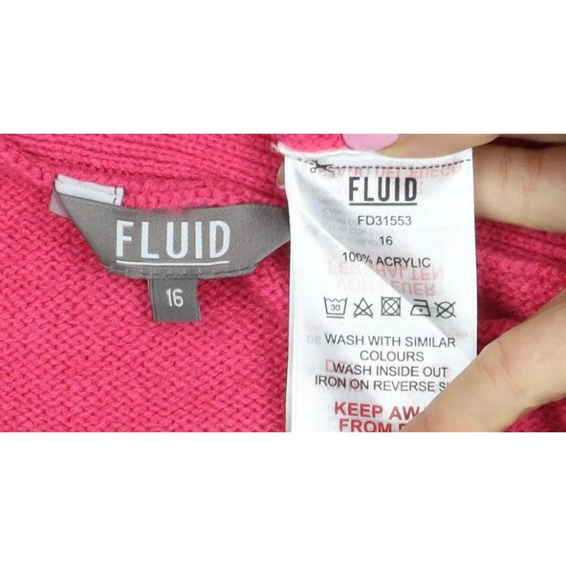 Fluid Women’s Pink Size 16 V-Neck Button Knit Cardigan