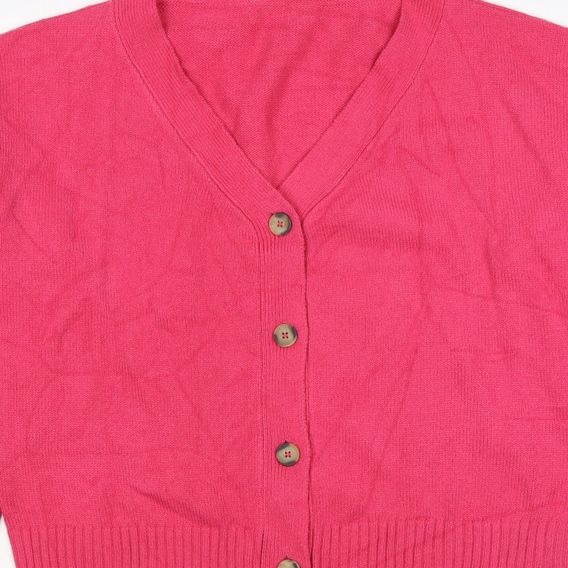 Fluid Women’s Pink Size 16 V-Neck Button Knit Cardigan