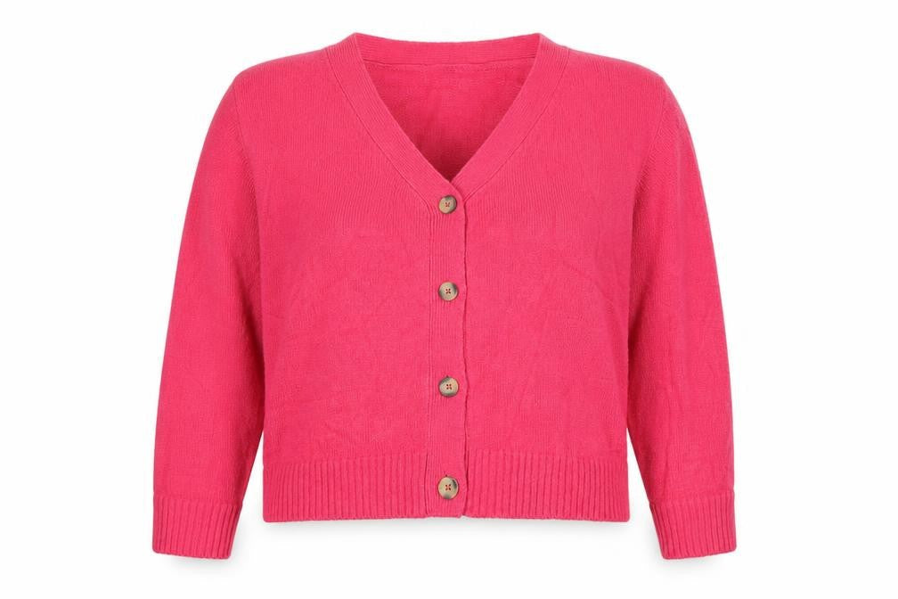 Fluid Women’s Pink Size 16 V-Neck Button Knit Cardigan