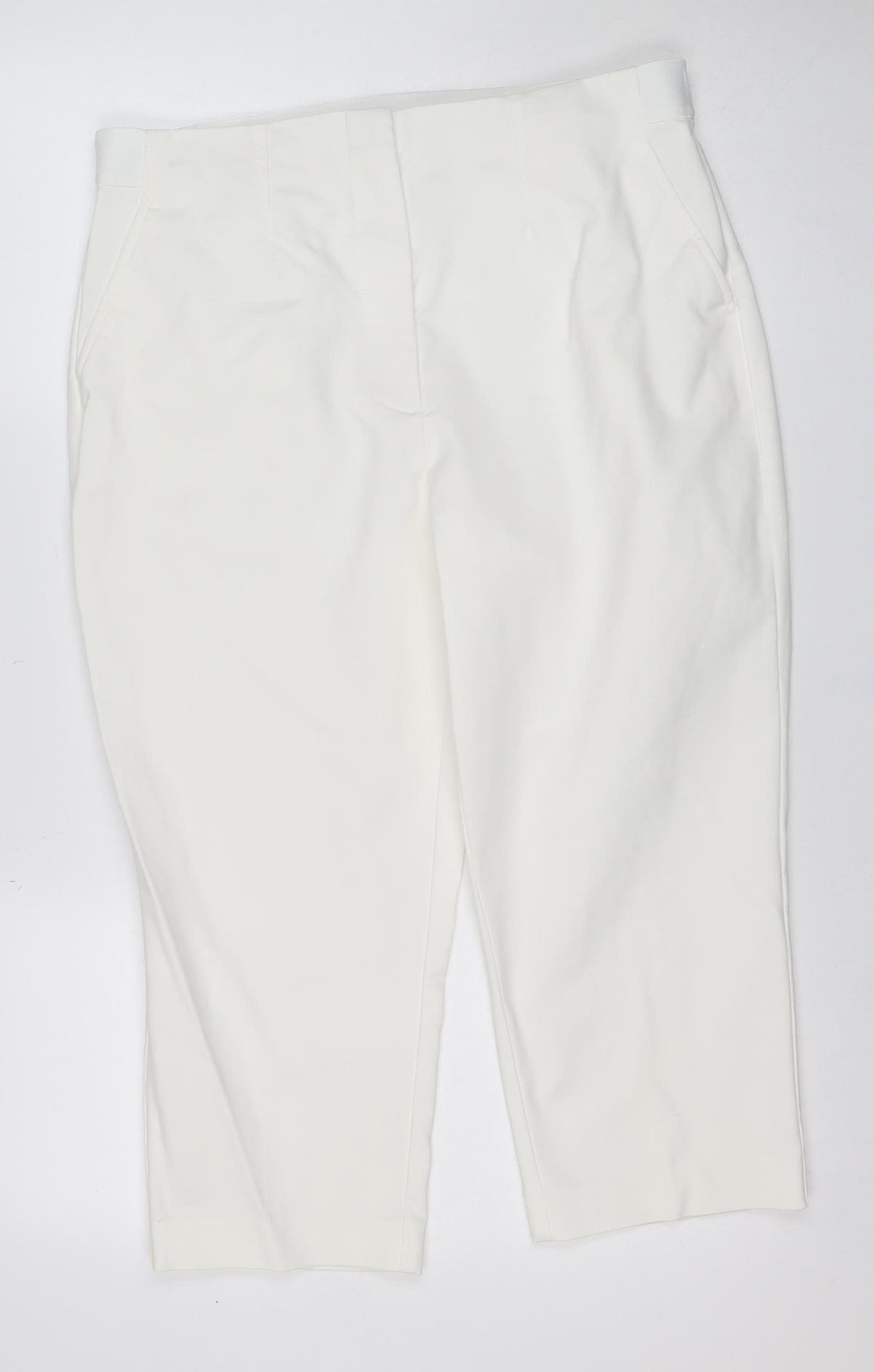 Marks & Spencer Women White Size 16 Wide-Leg Dress Trousers