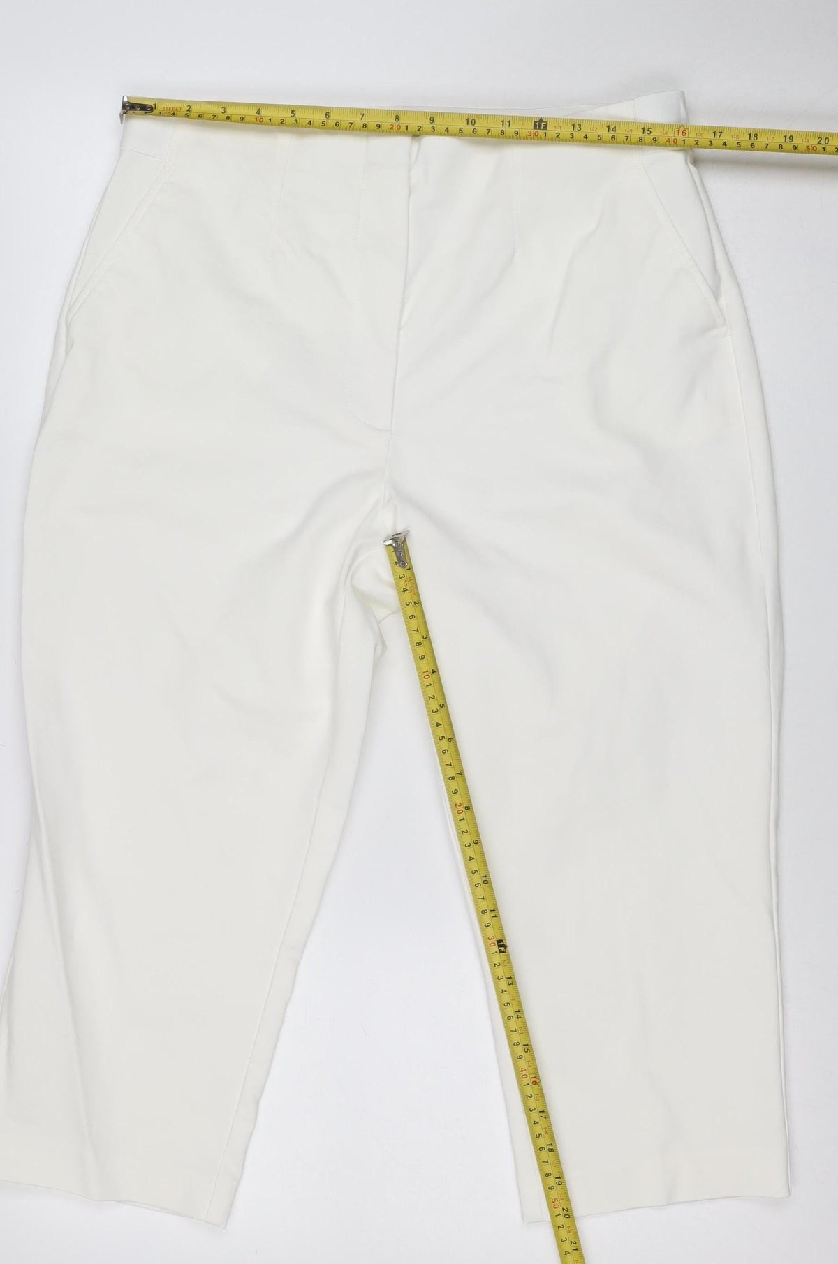 Marks & Spencer Women White Size 16 Wide-Leg Dress Trousers
