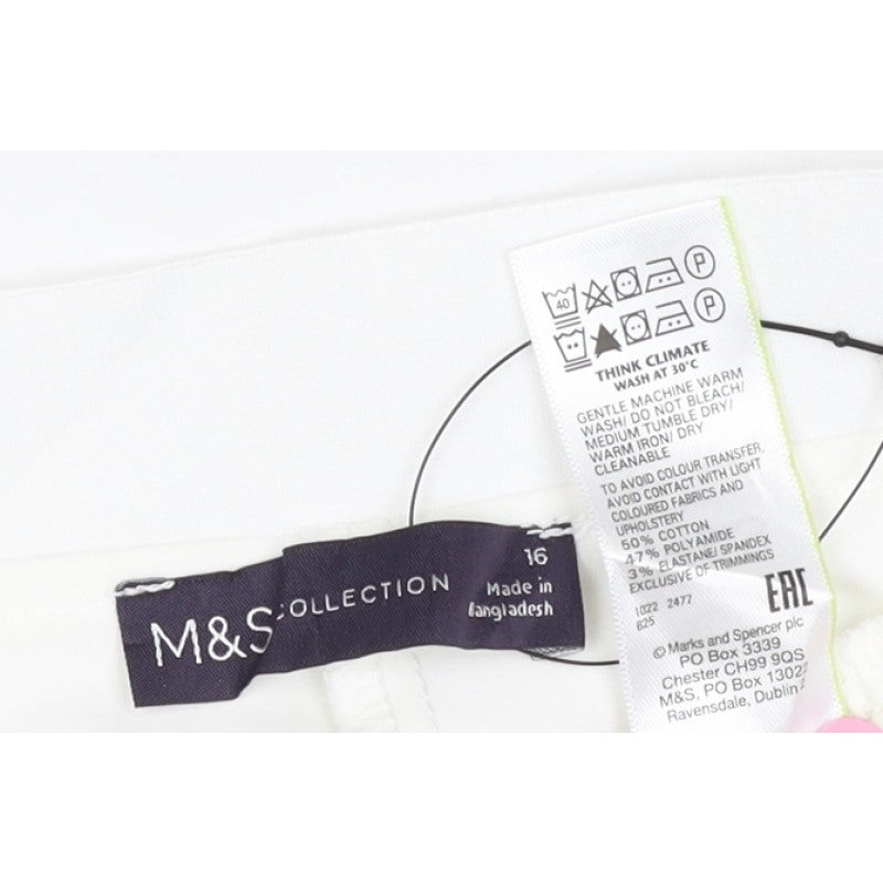 Marks & Spencer Women White Size 16 Wide-Leg Dress Trousers