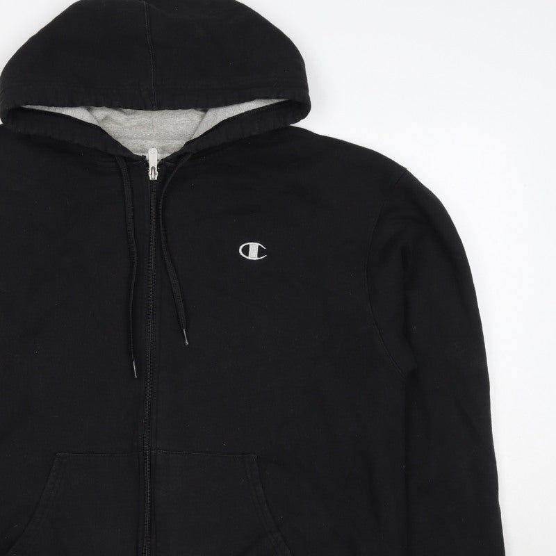 Champion Men’s Black L Full Zip Hoodie Embroidered Logo
