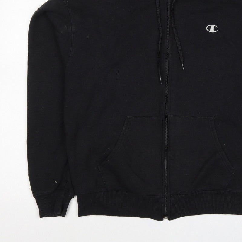 Champion Men’s Black L Full Zip Hoodie Embroidered Logo