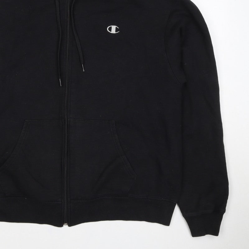 Champion Men’s Black L Full Zip Hoodie Embroidered Logo