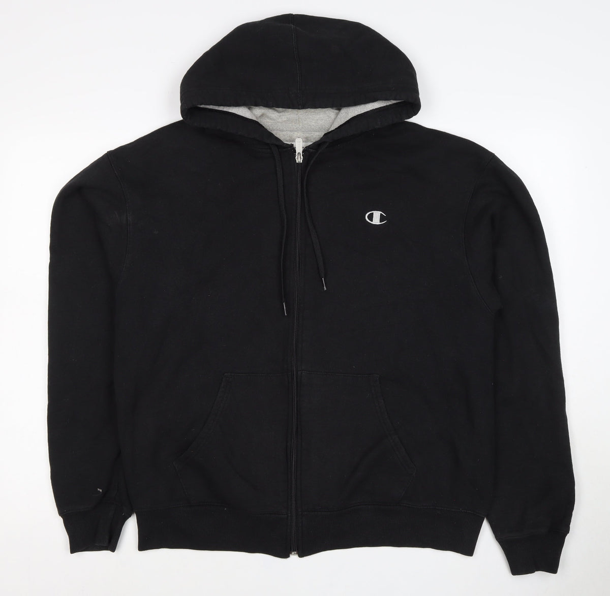 Champion Men’s Black L Full Zip Hoodie Embroidered Logo